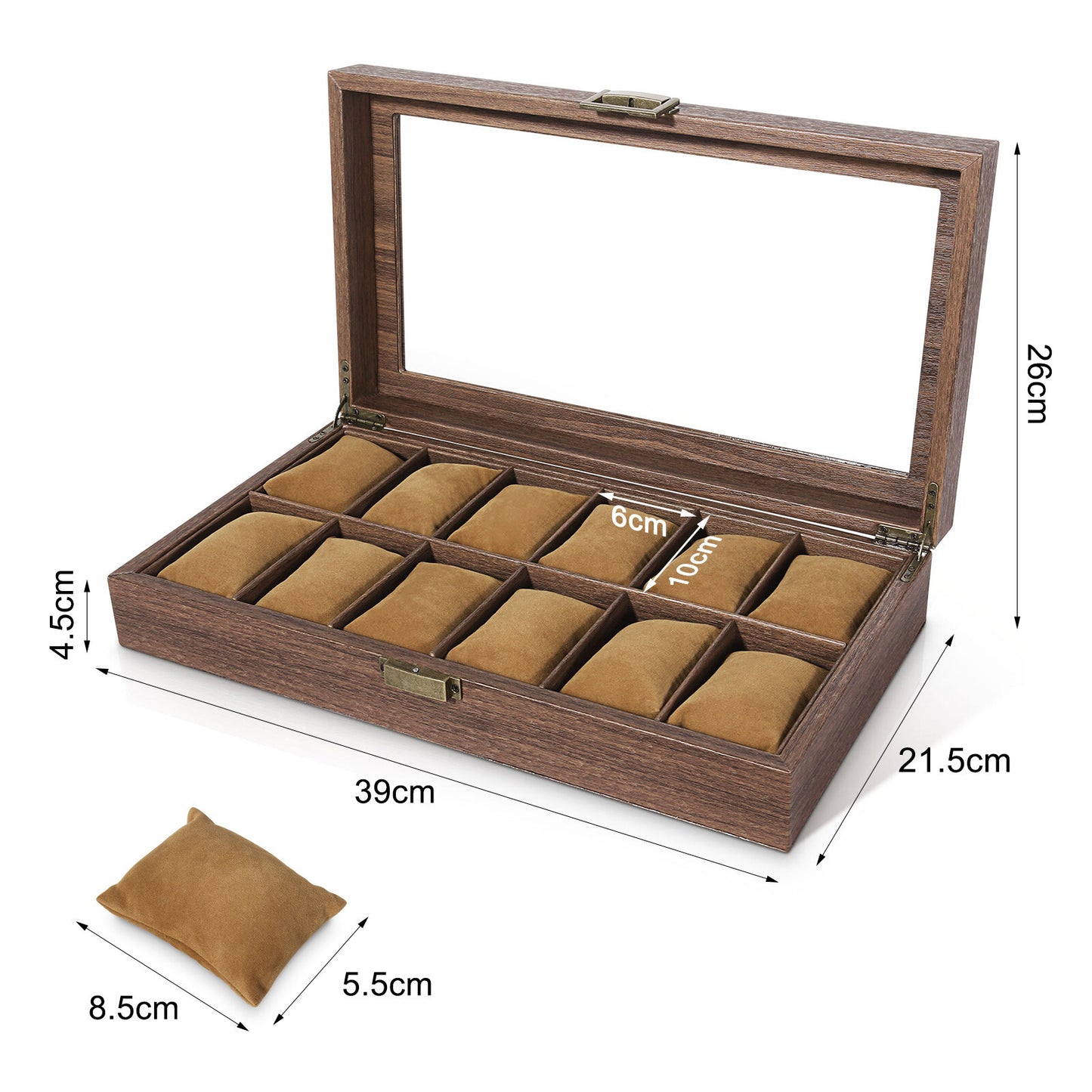 3-12 Grids Wooden Watch Box Jewellry Display Storage Organiser Case Gift for Men