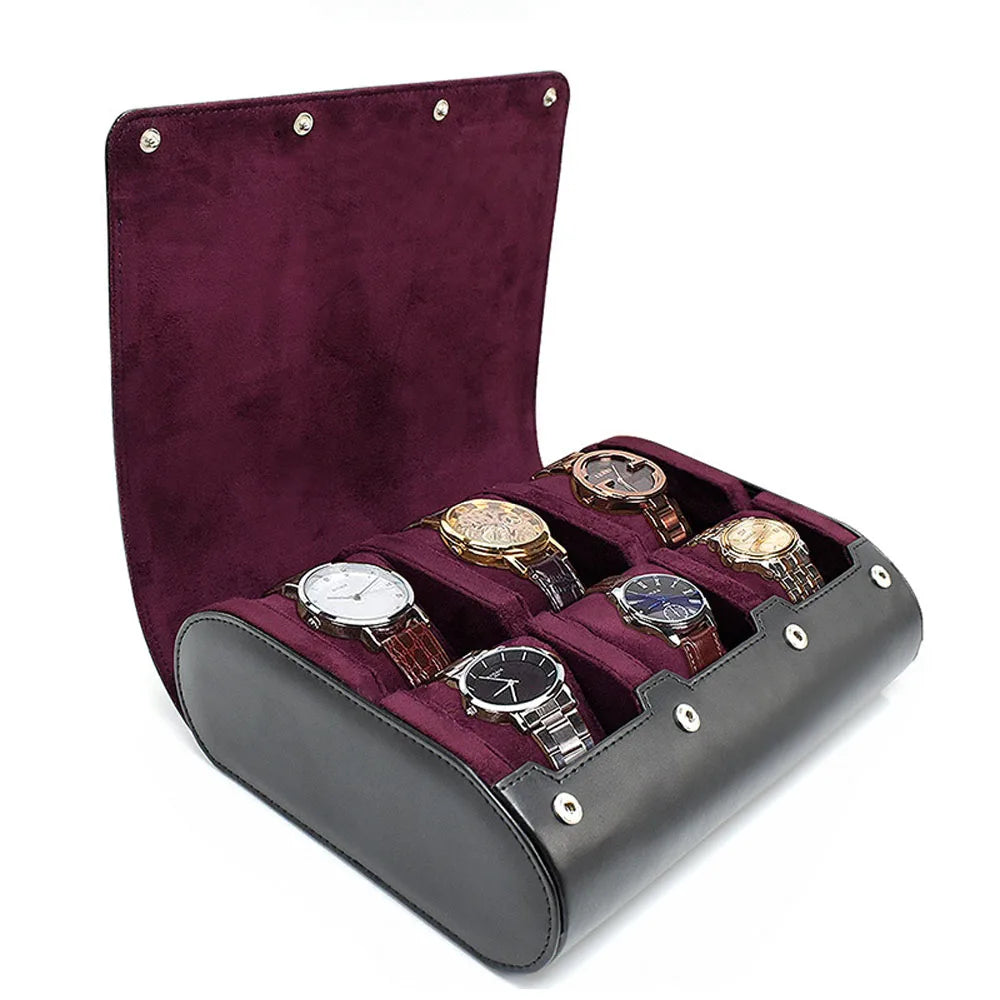 Watch Travel Case - for Men - for Women -Watch Roll Travel Case Organizer Display - Watch Case - 6 Slots Watch Box Organizer