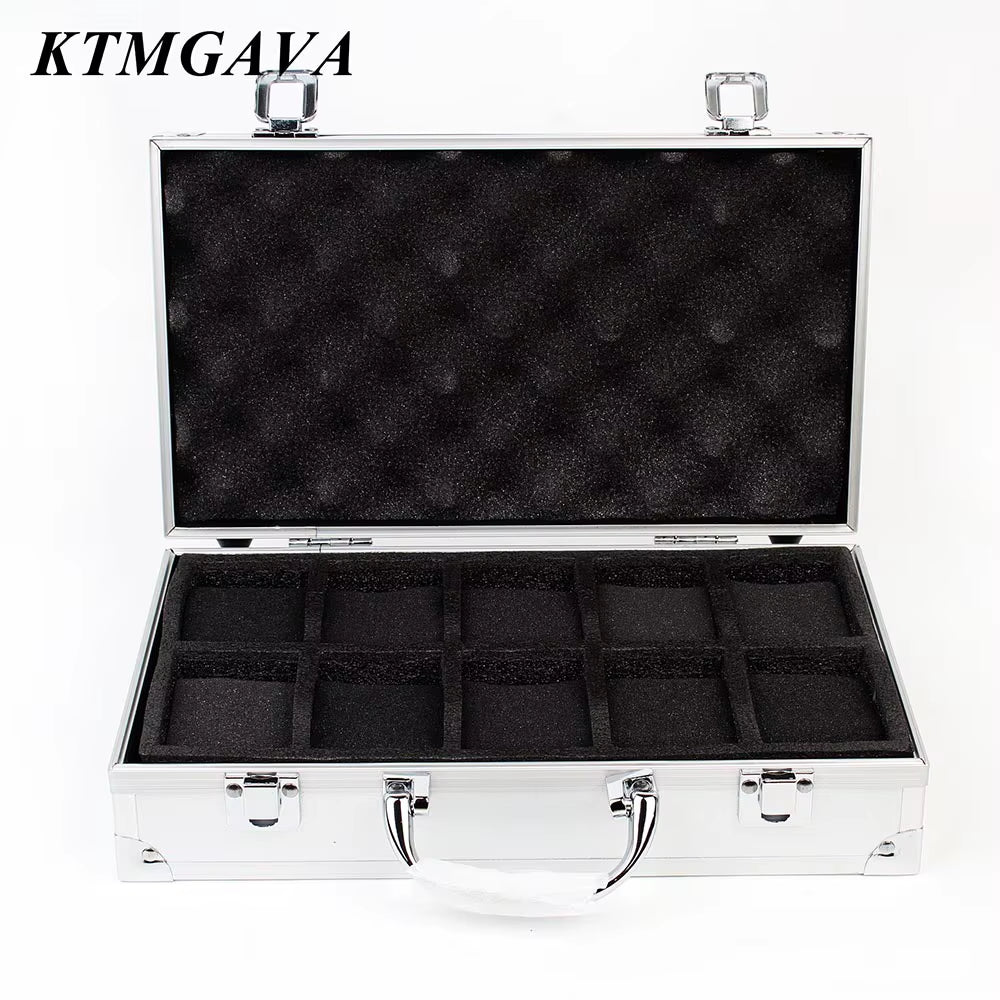 10/12/18 Grid Aluminum Alloy Black Watch Storage Box Jewelry Collection Box Portable Large Capacity Watch Box Quality Gift Box