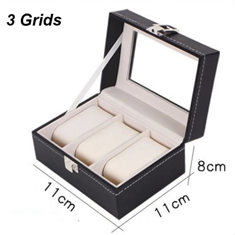 DELESYS 2/3/4/5/6/8/10/12 Slots PU Leather Watch Box Traditional Style Watch Storage Box Gift Watch Case with Lock