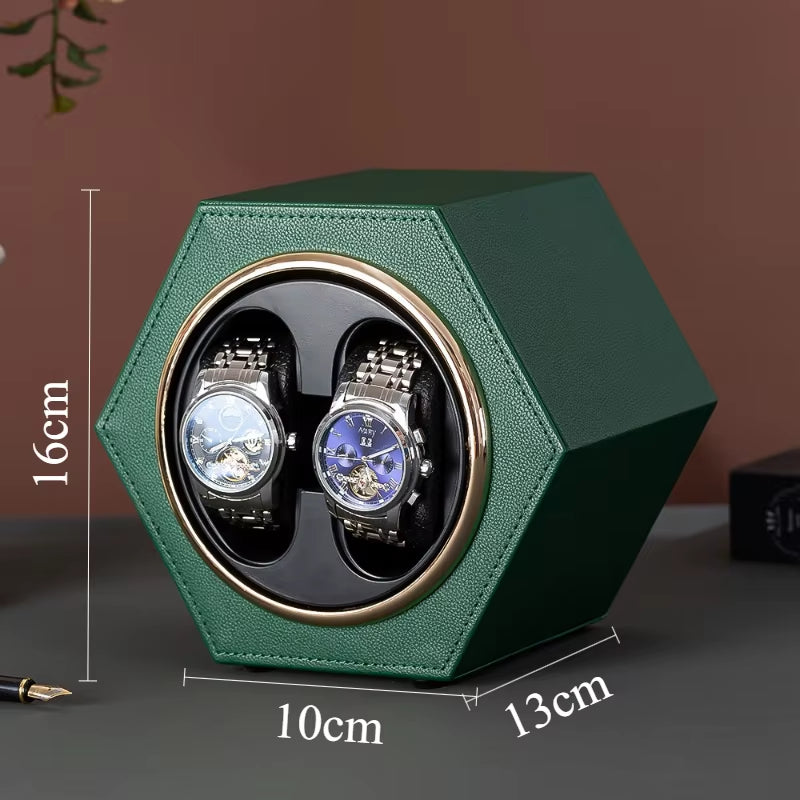 Leather Automatic Watches Winder 2 Slots Watches Rotator Holder Noise Reduction Watch Box Suitable Mechanical Watch Organizer