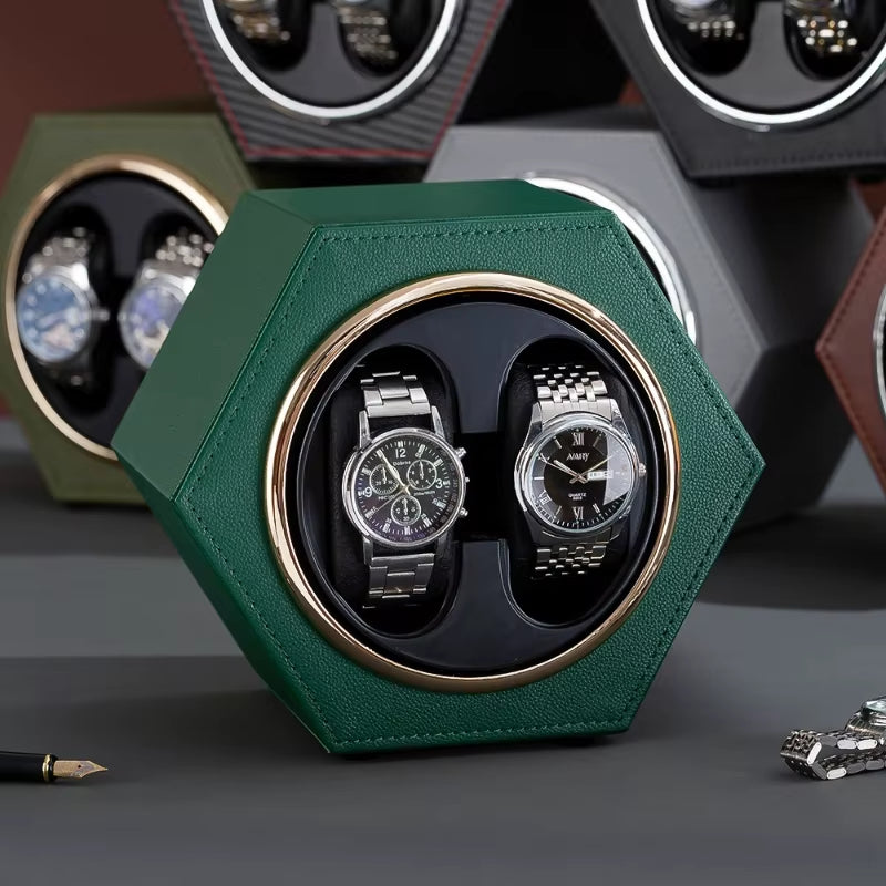 Leather Automatic Watches Winder 2 Slots Watches Rotator Holder Noise Reduction Watch Box Suitable Mechanical Watch Organizer