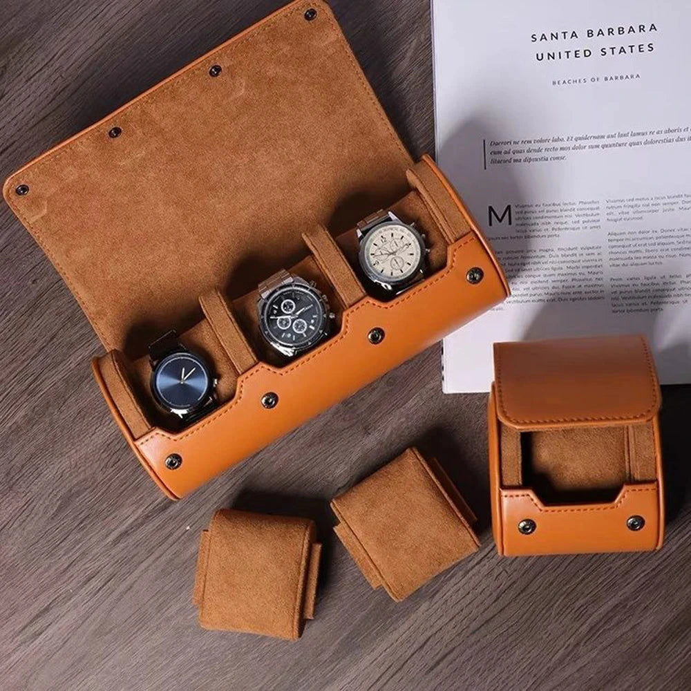 Watch Roll Travel Case Watch Box Organizer for Men with 1/2/3 Slots Watch Display Storage Portable Watch Rolls PU Leather Cases