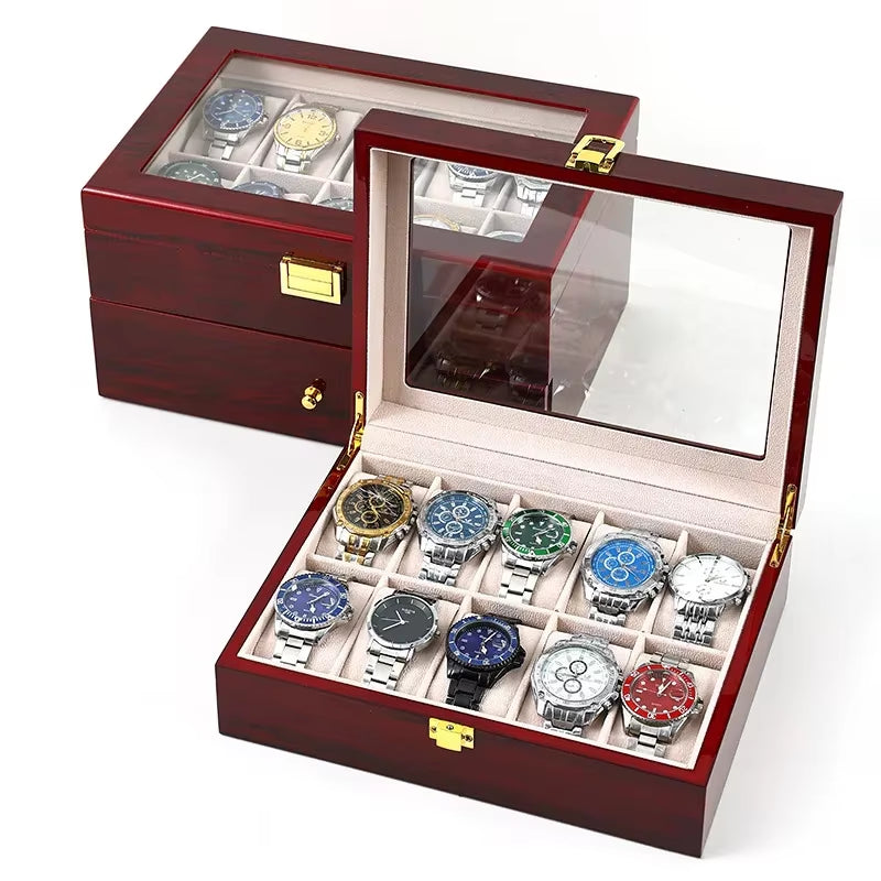 Red Wooden Watch Box Chinese Style Smooth Wood Environmental Protection Jewelry Watch Storage Case Red Wood Watch Protection Box
