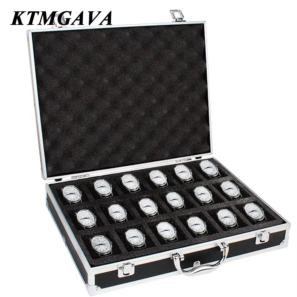10/12/18 Grid Aluminum Alloy Black Watch Storage Box Jewelry Collection Box Portable Large Capacity Watch Box Quality Gift Box