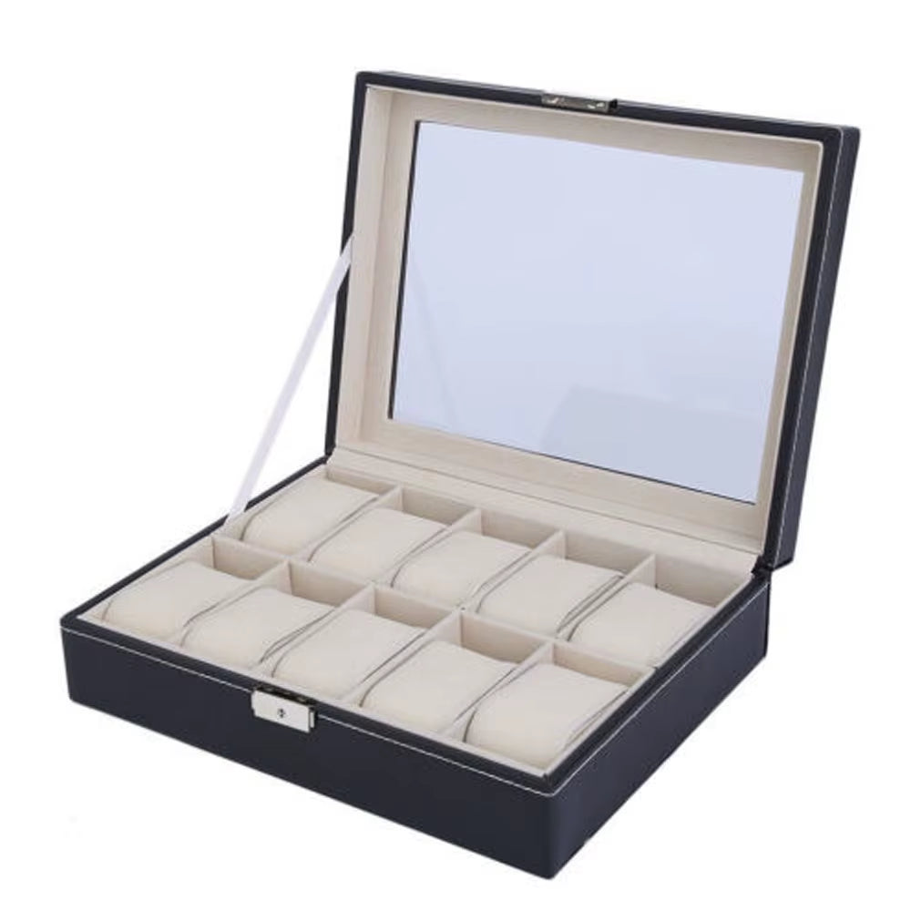 10 Grids Watch Box PU Leather Packaging Box Collection Storage Holder Box Jewelry Storage Packaging Box Watches Accessories