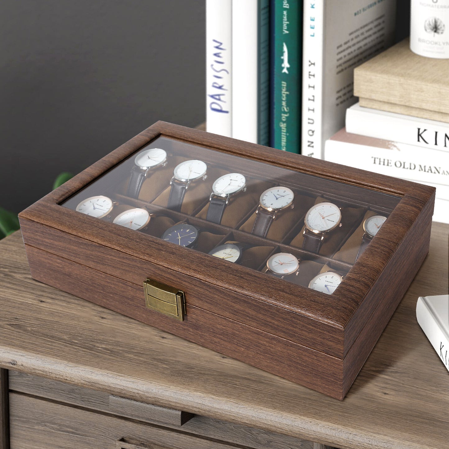 3-12 Grids Wooden Watch Box Jewellry Display Storage Organiser Case Gift for Men