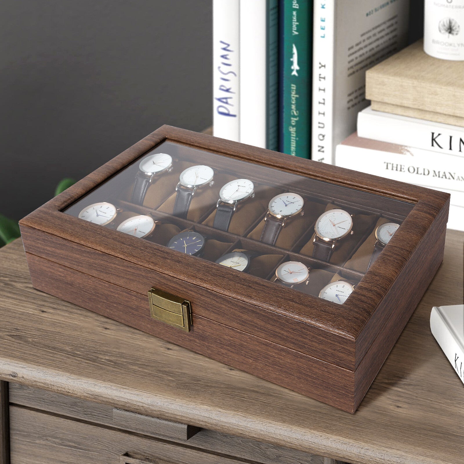 3-12 Grids Wooden Watch Box Jewellry Display Storage Organiser Case Gift for Men