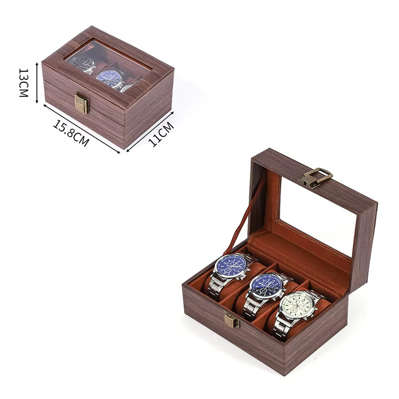 DELESYS Eco-Friendly Leather Classic Best Selling Style Dust-Proof Watch Storage Display Box with Lock Glass Window Watch Box