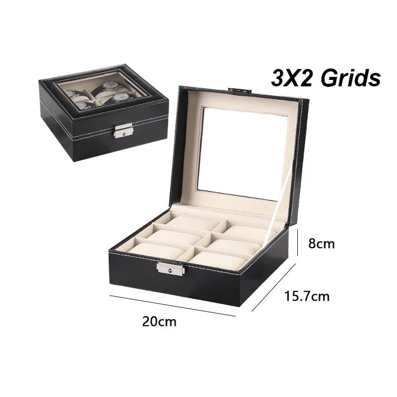 DELESYS 2/3/4/5/6/8/10/12 Slots PU Leather Watch Box Traditional Style Watch Storage Box Gift Watch Case with Lock