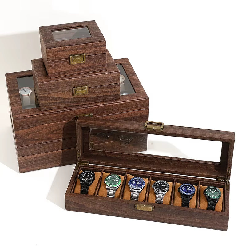 DELESYS Eco-Friendly Leather Classic Best Selling Style Dust-Proof Watch Storage Display Box with Lock Glass Window Watch Box