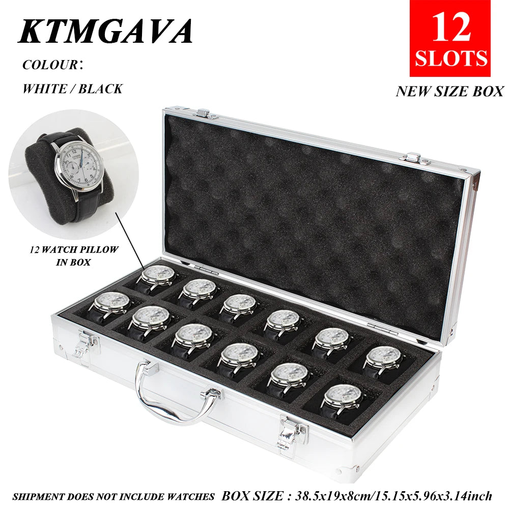 10/12/18 Grid Aluminum Alloy Black Watch Storage Box Jewelry Collection Box Portable Large Capacity Watch Box Quality Gift Box