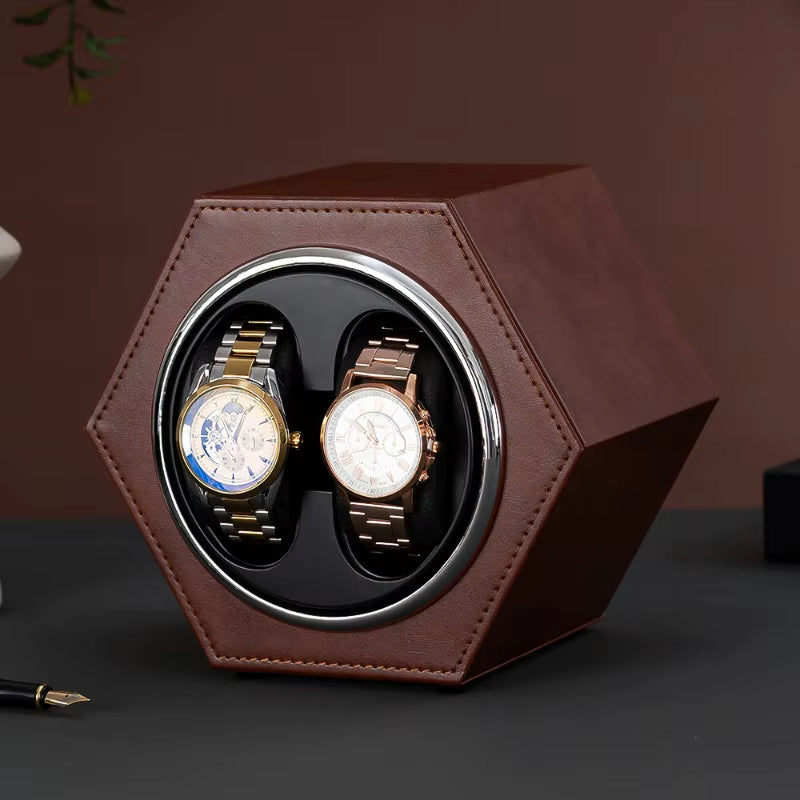 Leather Automatic Watches Winder 2 Slots Watches Rotator Holder Noise Reduction Watch Box Suitable Mechanical Watch Organizer