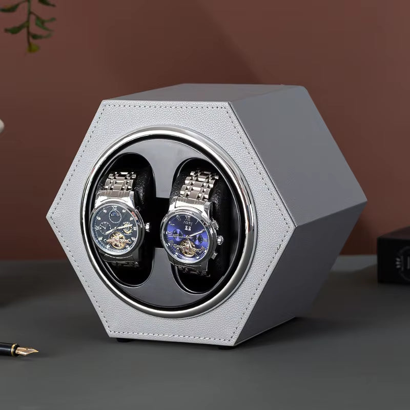 Leather Automatic Watches Winder 2 Slots Watches Rotator Holder Noise Reduction Watch Box Suitable Mechanical Watch Organizer