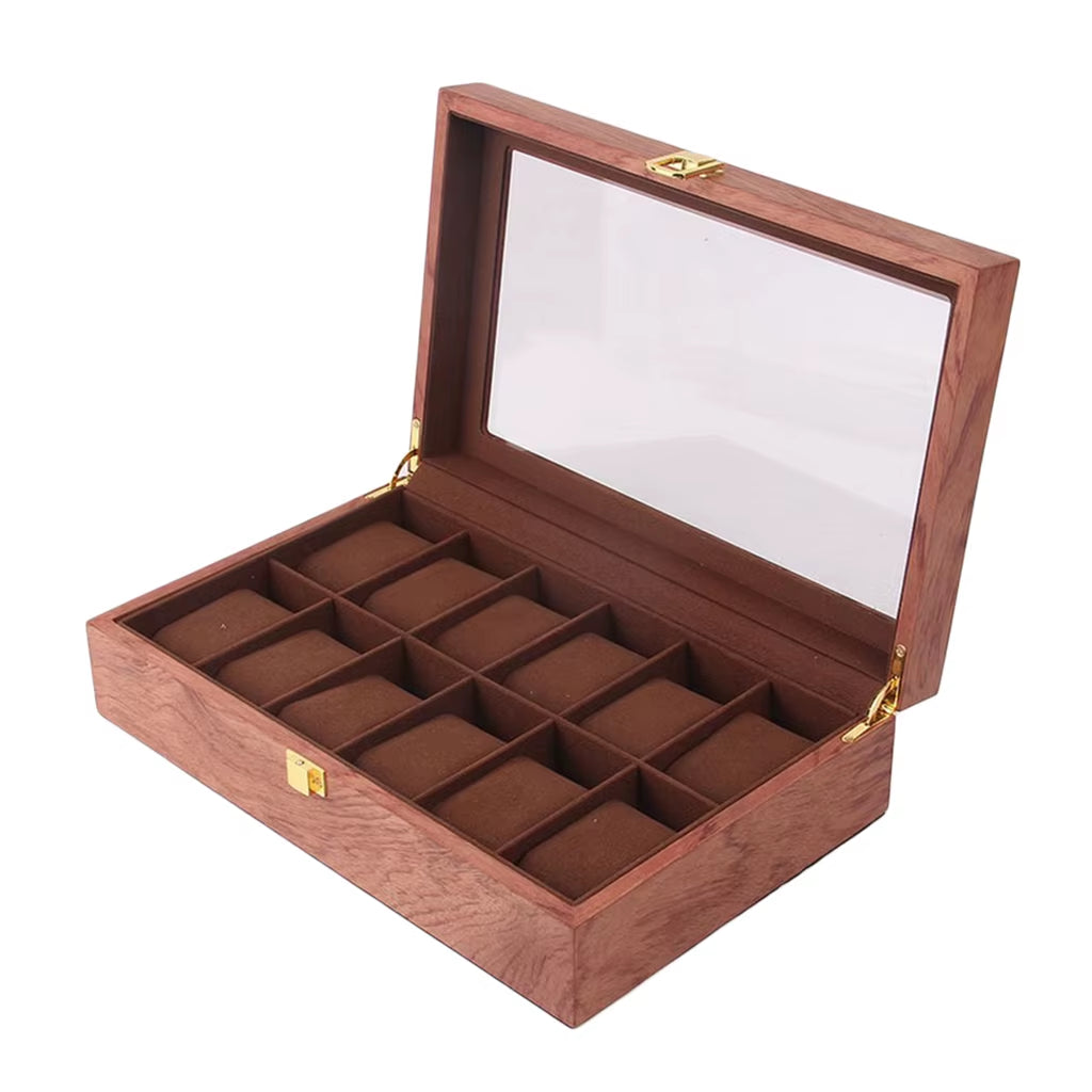 12 Slots Luxury Wooden Watch Box Watch Holder Box Organiser Portable Jewelry Storage Holder for Watches Men Women Gift New