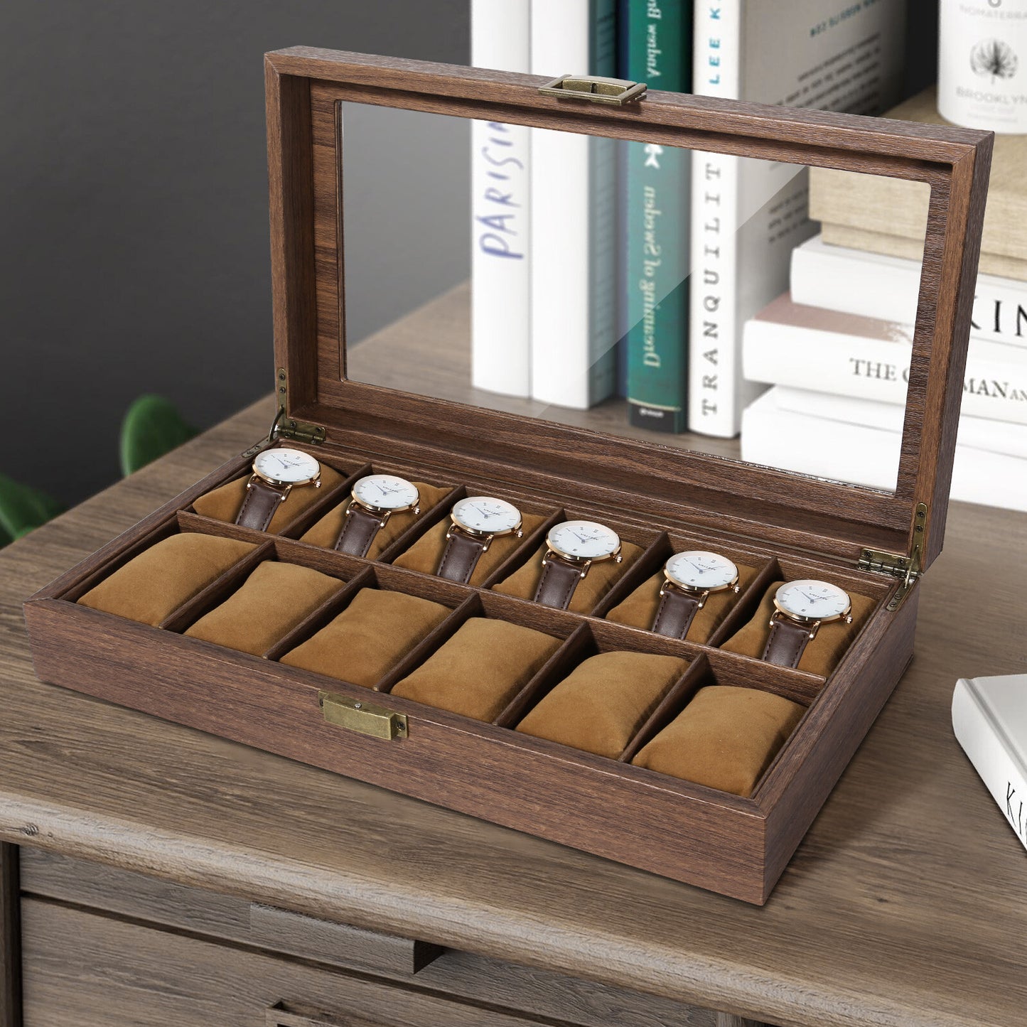 3-12 Grids Wooden Watch Box Jewellry Display Storage Organiser Case Gift for Men