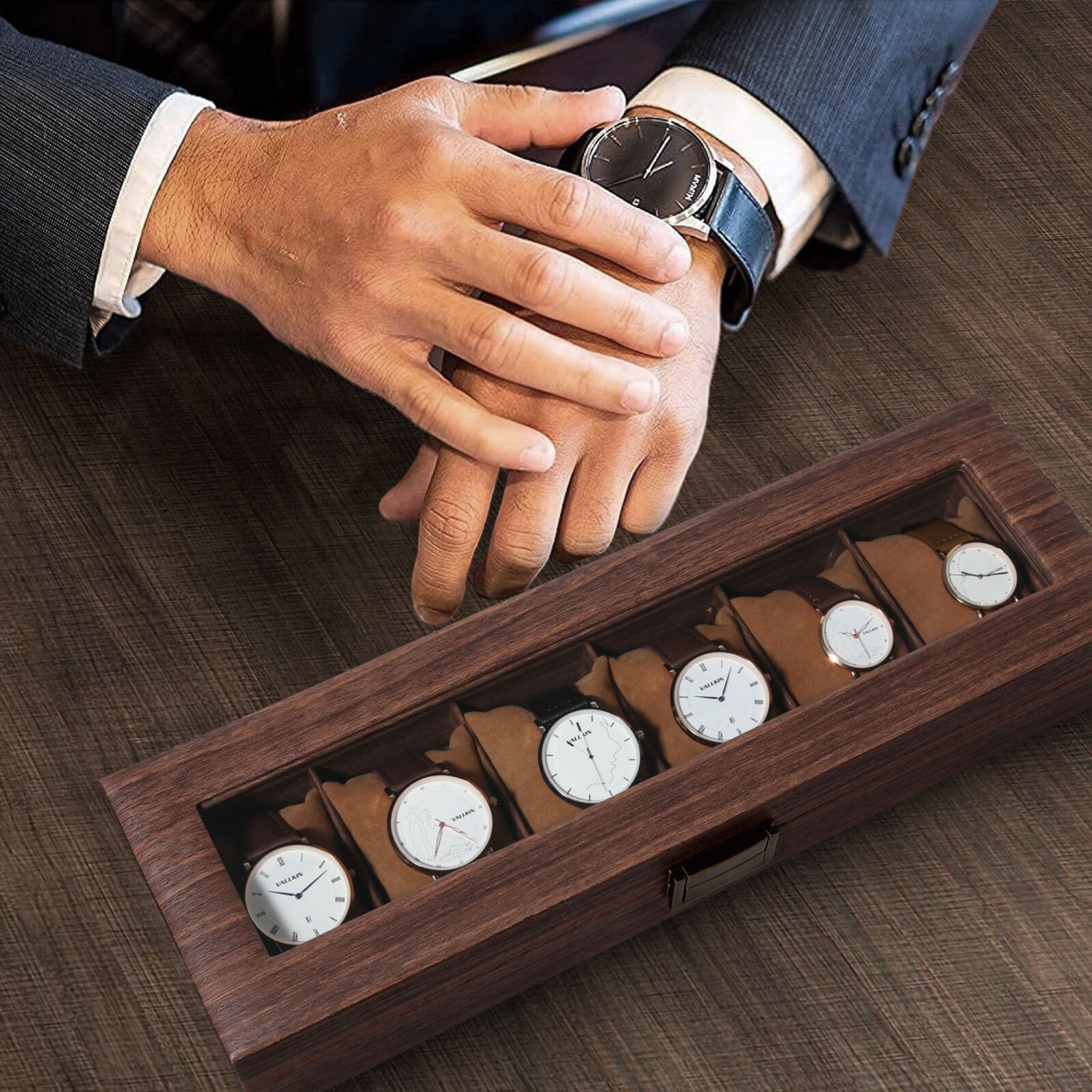 3-12 Grids Wooden Watch Box Jewellry Display Storage Organiser Case Gift for Men