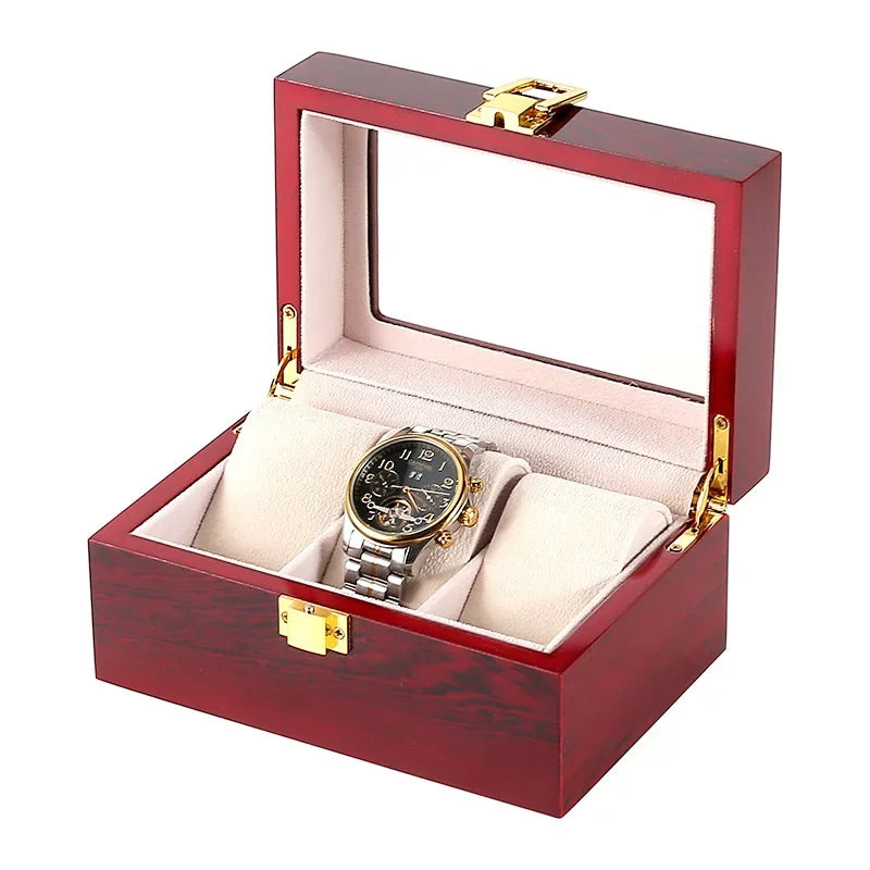 Red Wooden Watch Box Chinese Style Smooth Wood Environmental Protection Jewelry Watch Storage Case Red Wood Watch Protection Box