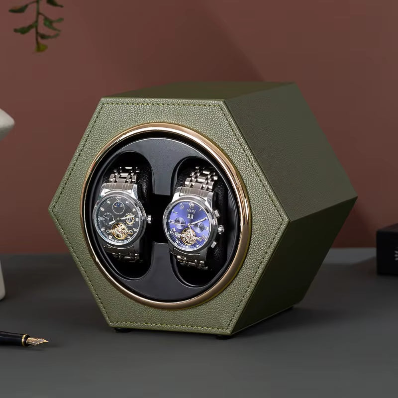 Leather Automatic Watches Winder 2 Slots Watches Rotator Holder Noise Reduction Watch Box Suitable Mechanical Watch Organizer