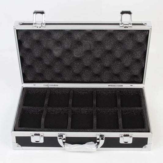 10/12/18 Grid Aluminum Alloy Black Watch Storage Box Jewelry Collection Box Portable Large Capacity Watch Box Quality Gift Box