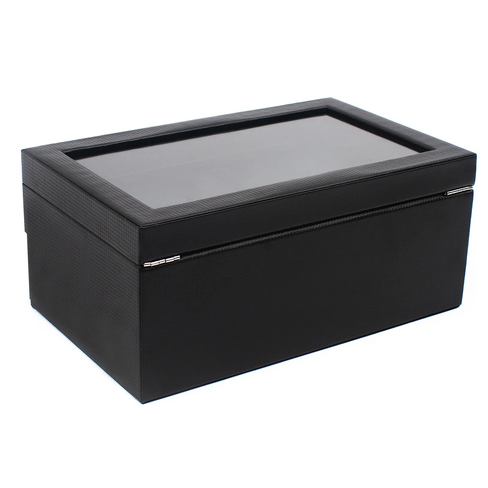 NEW 2 Layers 24 Compartments Watch Box Mens Case Glass Top Display Gift Organizer Lockable Black