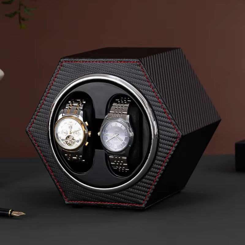 Leather Automatic Watches Winder 2 Slots Watches Rotator Holder Noise Reduction Watch Box Suitable Mechanical Watch Organizer