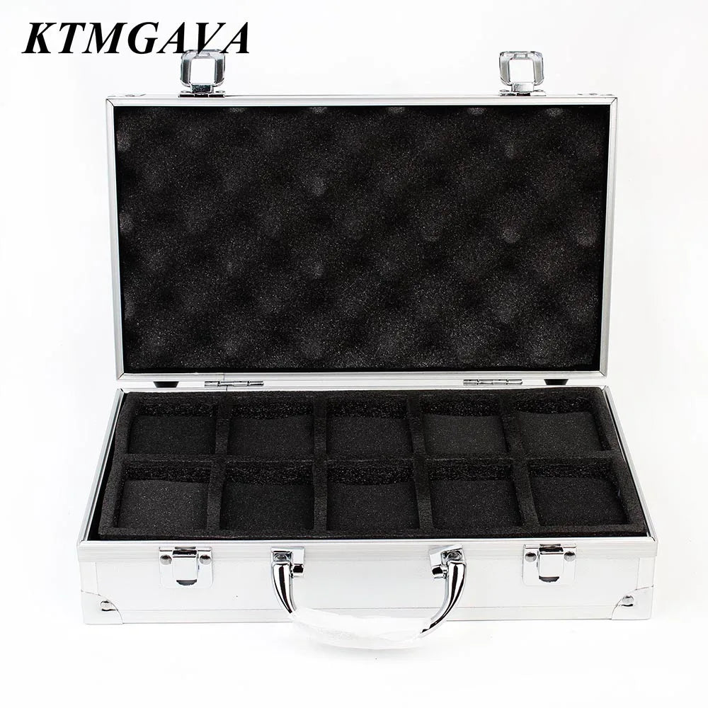 10/12/18 Grid Aluminum Alloy Black Watch Storage Box Jewelry Collection Box Portable Large Capacity Watch Box Quality Gift Box
