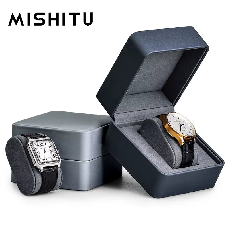 MISHITU Grids Watch Box PU Leather Watch Case Holder Organizer Storage Box for Quartz Watches Jewelry Boxes Display Best Gift
