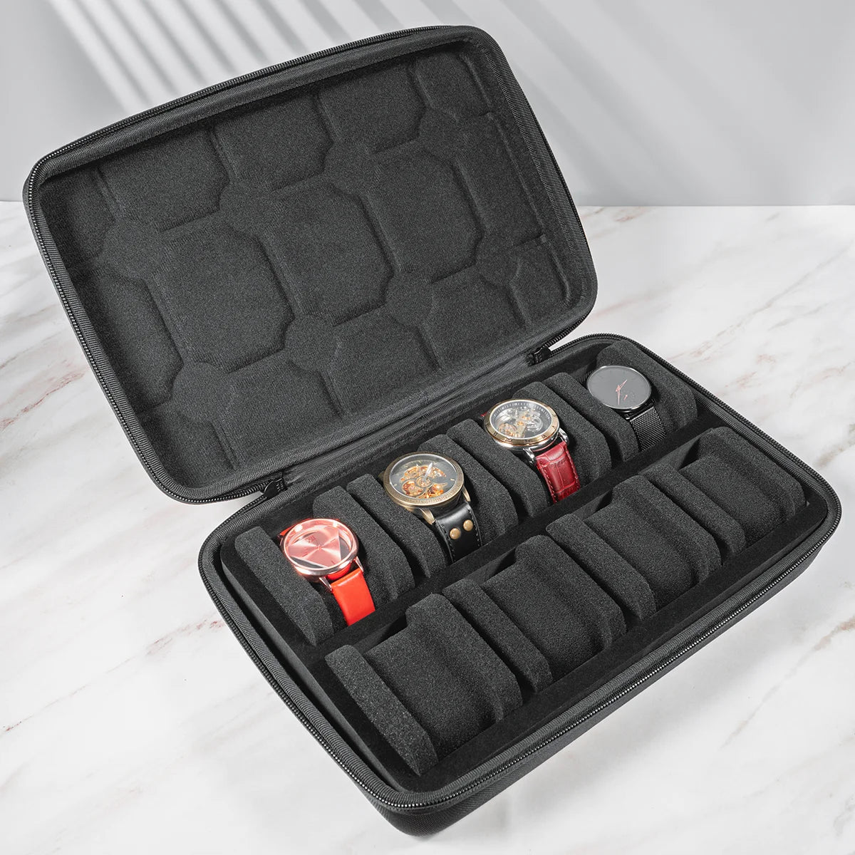 Watch Box Organizer for Men or Women，Watch Travel Case Portable Storage Watch Display Holder for Wristwatches and Smart Watches