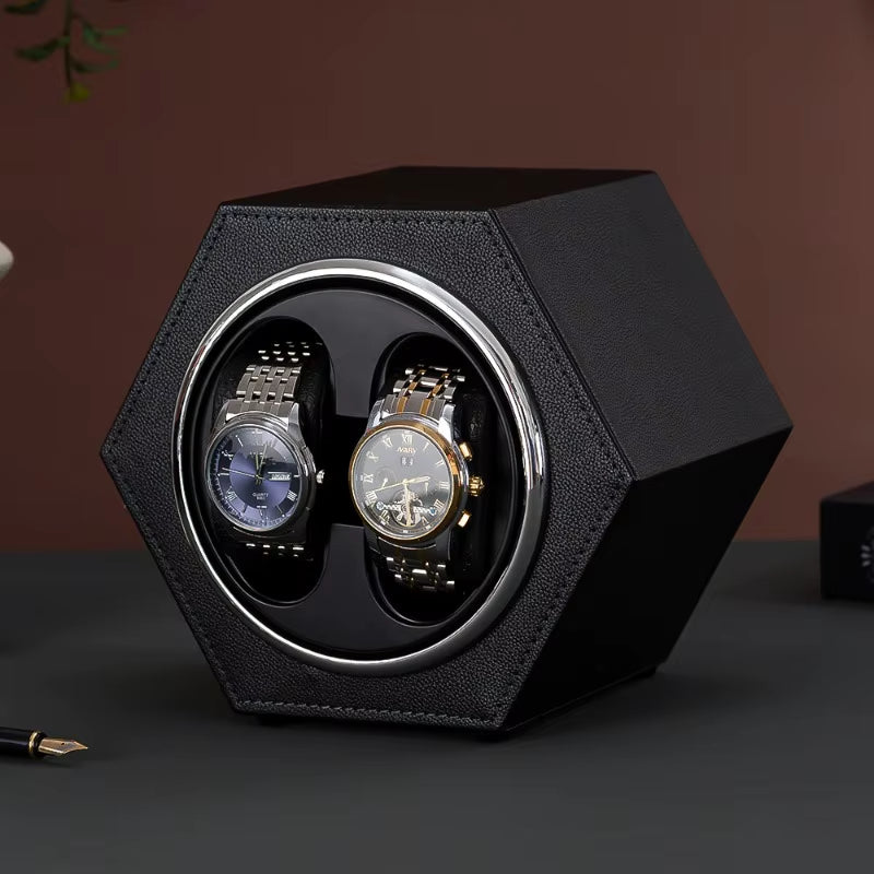Leather Automatic Watches Winder 2 Slots Watches Rotator Holder Noise Reduction Watch Box Suitable Mechanical Watch Organizer