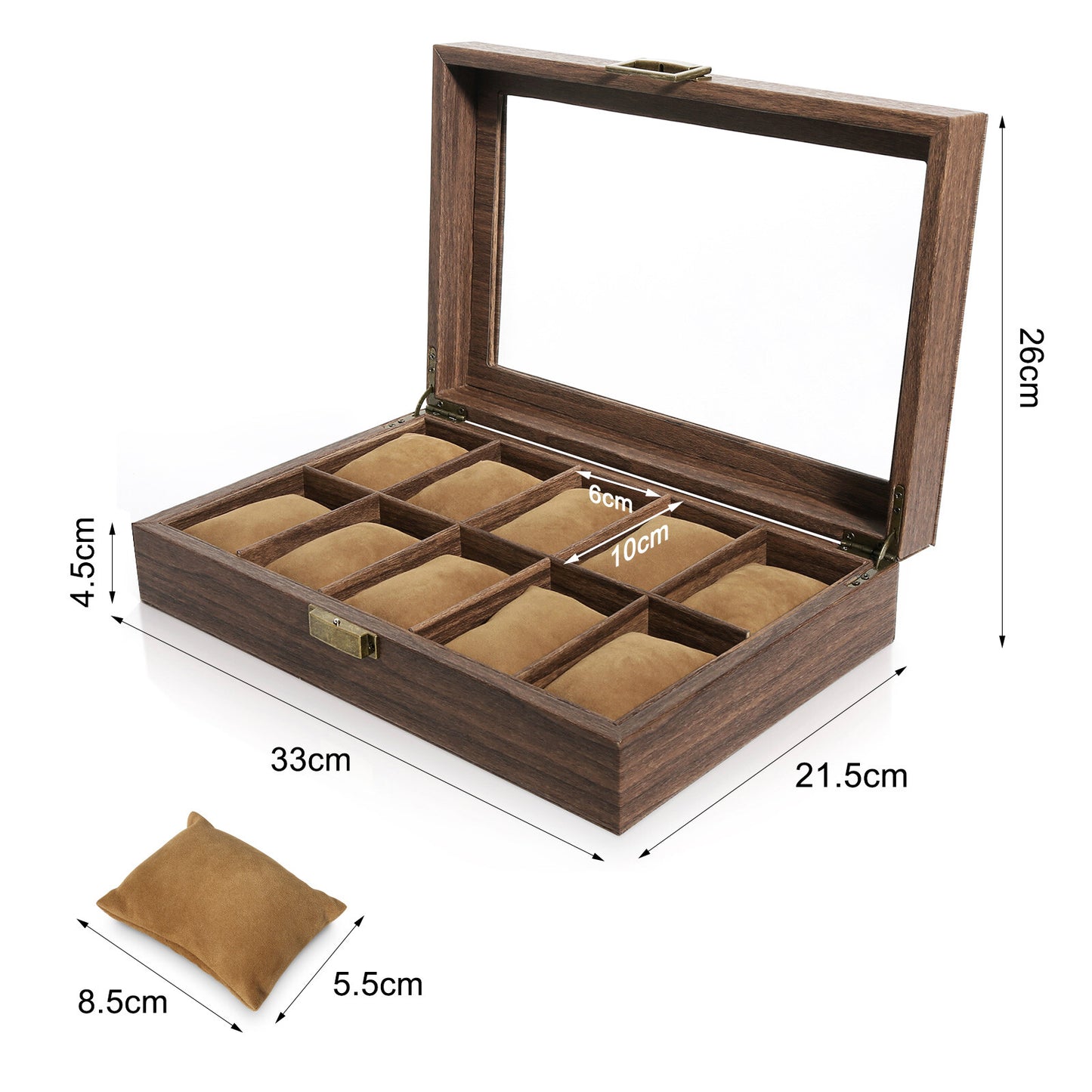 3-12 Grids Wooden Watch Box Jewellry Display Storage Organiser Case Gift for Men