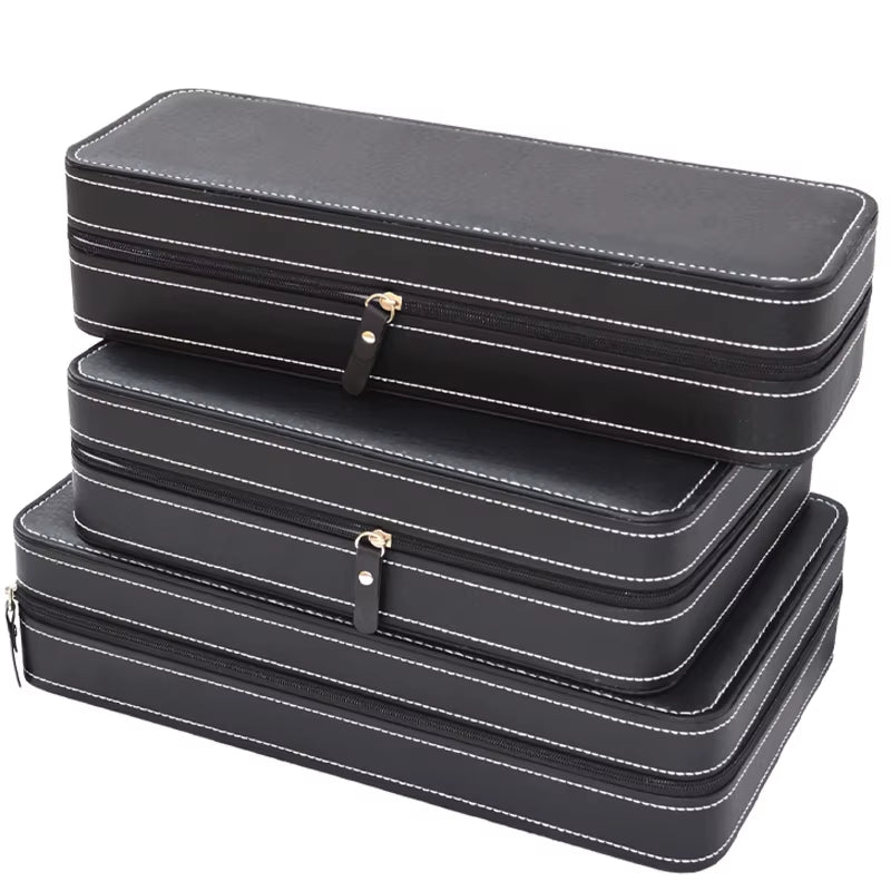 6,10,12 Slot Watch Box Portable Travel Zipper PU Leather Storage Case Watch Display Box for Business Trips and Gifts