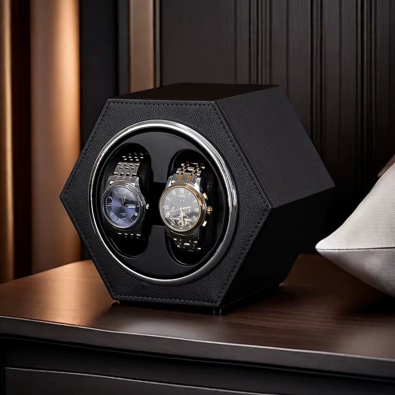 Leather Automatic Watches Winder 2 Slots Watches Rotator Holder Noise Reduction Watch Box Suitable Mechanical Watch Organizer