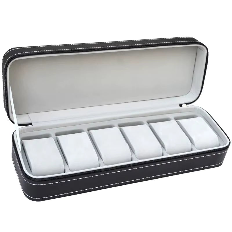6,10,12 Slot Watch Box Portable Travel Zipper PU Leather Storage Case Watch Display Box for Business Trips and Gifts