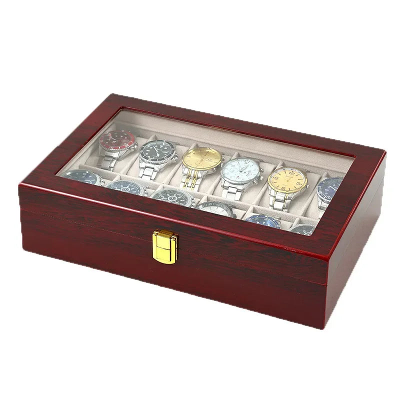 Red Wooden Watch Box Chinese Style Smooth Wood Environmental Protection Jewelry Watch Storage Case Red Wood Watch Protection Box