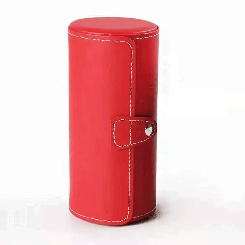Watch Storage Box, PU Leather Roll Travel Watch Box,3 Grids Cylinder Roll Holder Wristwatch Jewelry Gift Storage Display Case