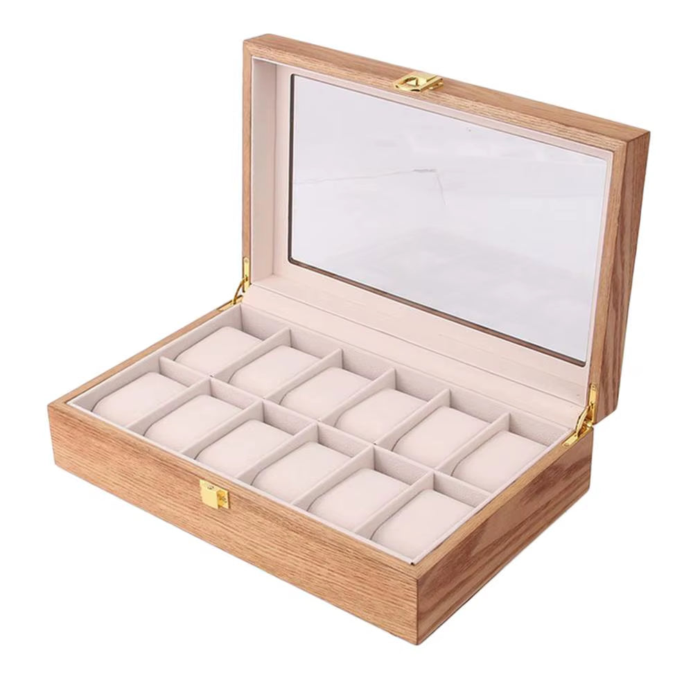 12 Slots Luxury Wooden Watch Box Watch Holder Box Organiser Portable Jewelry Storage Holder for Watches Men Women Gift New