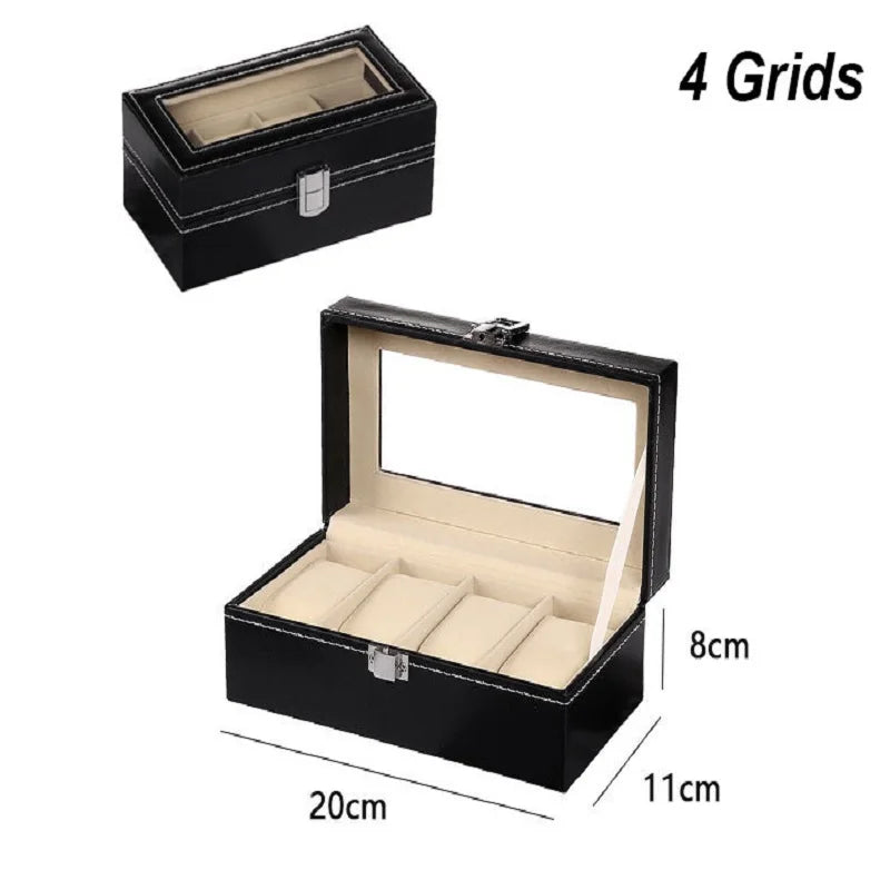 DELESYS 2/3/4/5/6/8/10/12 Slots PU Leather Watch Box Traditional Style Watch Storage Box Gift Watch Case with Lock
