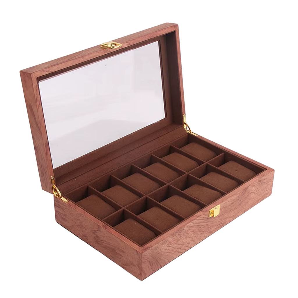 12 Slots Luxury Wooden Watch Box Watch Holder Box Organiser Portable Jewelry Storage Holder for Watches Men Women Gift New