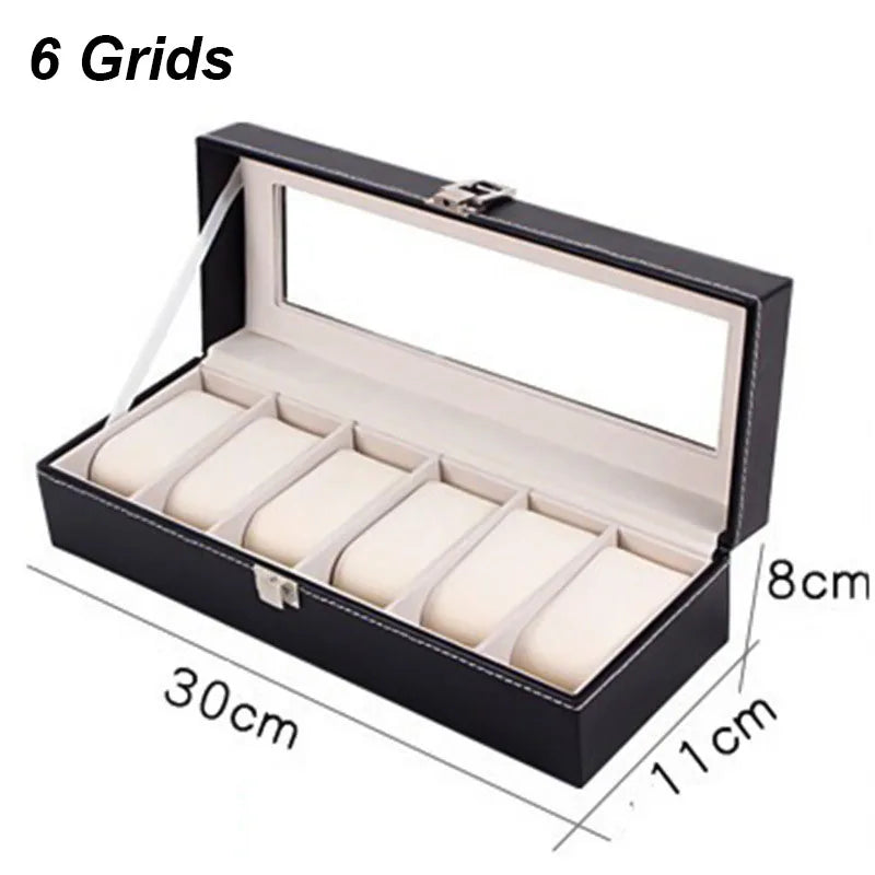 DELESYS 2/3/4/5/6/8/10/12 Slots PU Leather Watch Box Traditional Style Watch Storage Box Gift Watch Case with Lock