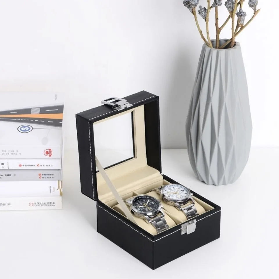 DELESYS 2/3/4/5/6/8/10/12 Slots PU Leather Watch Box Traditional Style Watch Storage Box Gift Watch Case with Lock