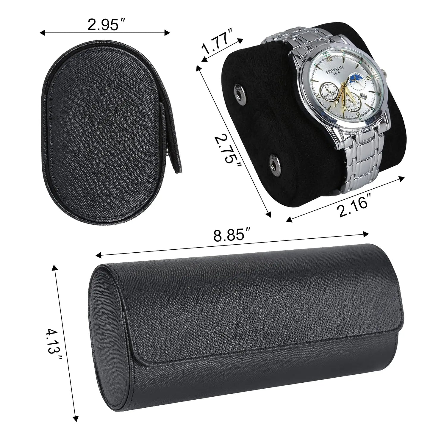 Watch Roll Travel Case for 3 Watch, Watch Case for Men and Women, Luxury Leather Travel Portable Watch Case Roll Organizer