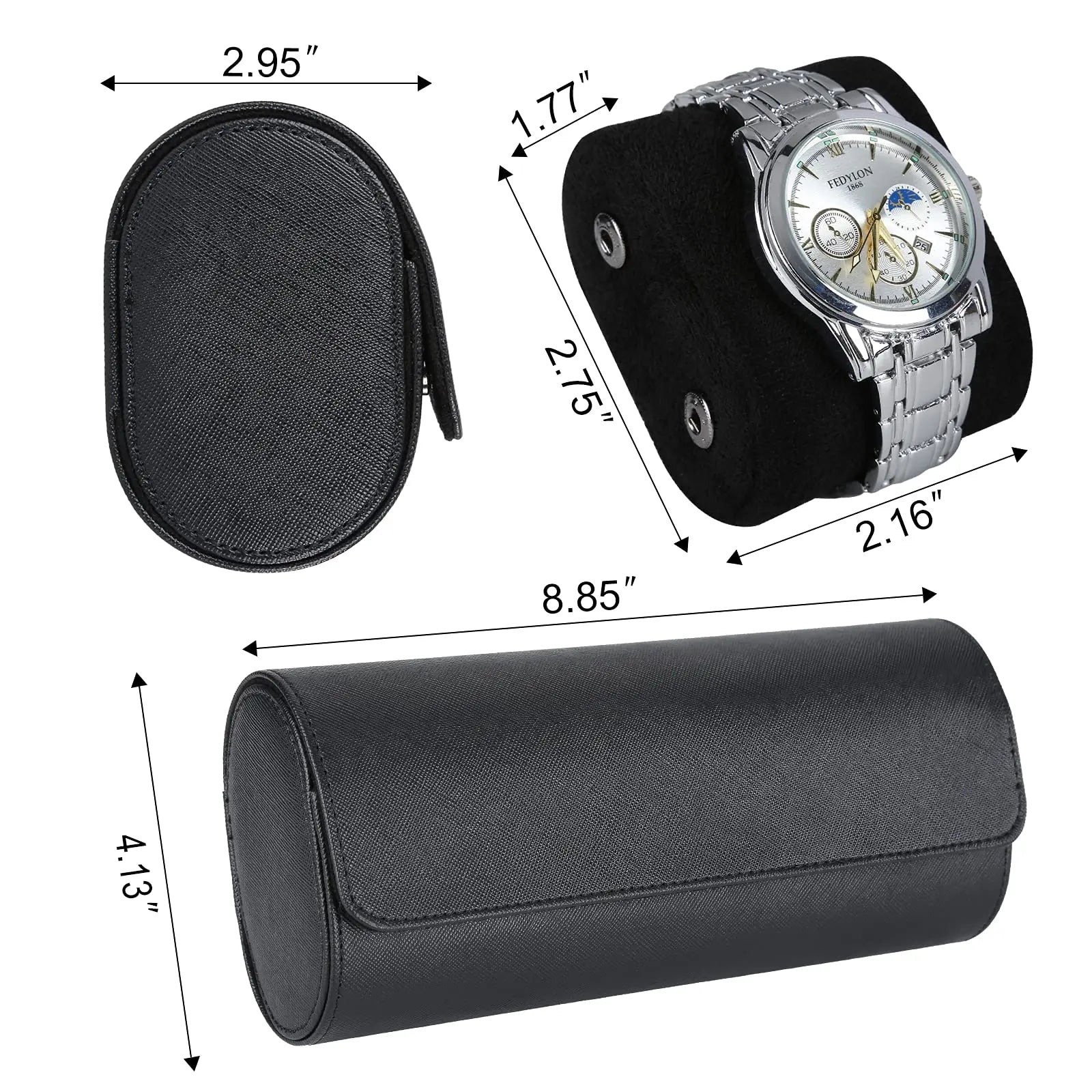 Watch Roll Travel Case for 3 Watch, Watch Case for Men and Women, Luxury Leather Travel Portable Watch Case Roll Organizer