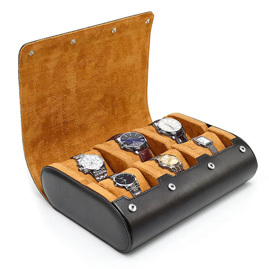Watch Travel Case - for Men - for Women -Watch Roll Travel Case Organizer Display - Watch Case - 6 Slots Watch Box Organizer
