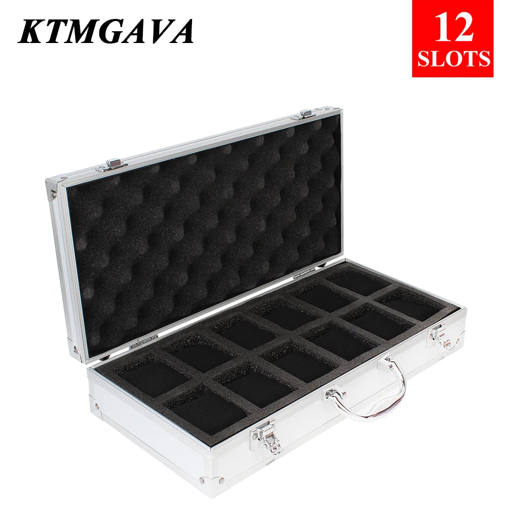 10/12/18 Grid Aluminum Alloy Black Watch Storage Box Jewelry Collection Box Portable Large Capacity Watch Box Quality Gift Box