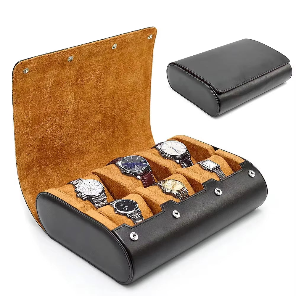 Watch Travel Case - for Men - for Women -Watch Roll Travel Case Organizer Display - Watch Case - 6 Slots Watch Box Organizer